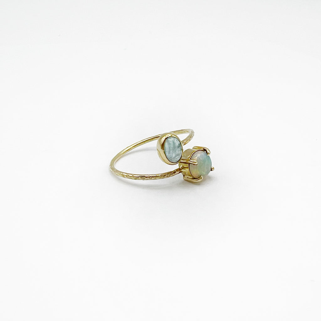 Opal and Green Tourmaline Flex Ring