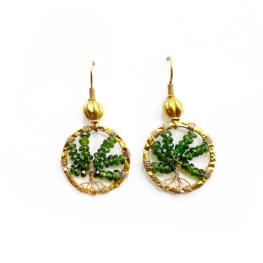 Tree of Life Diopside Drop Earrings