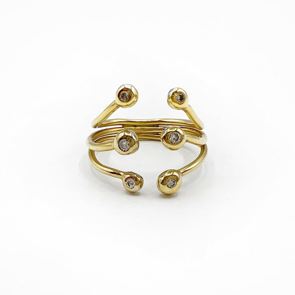 Open Triple Pair Diamond Ring
