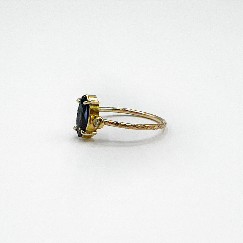 Marquise Deep Blue Sapphire Ring