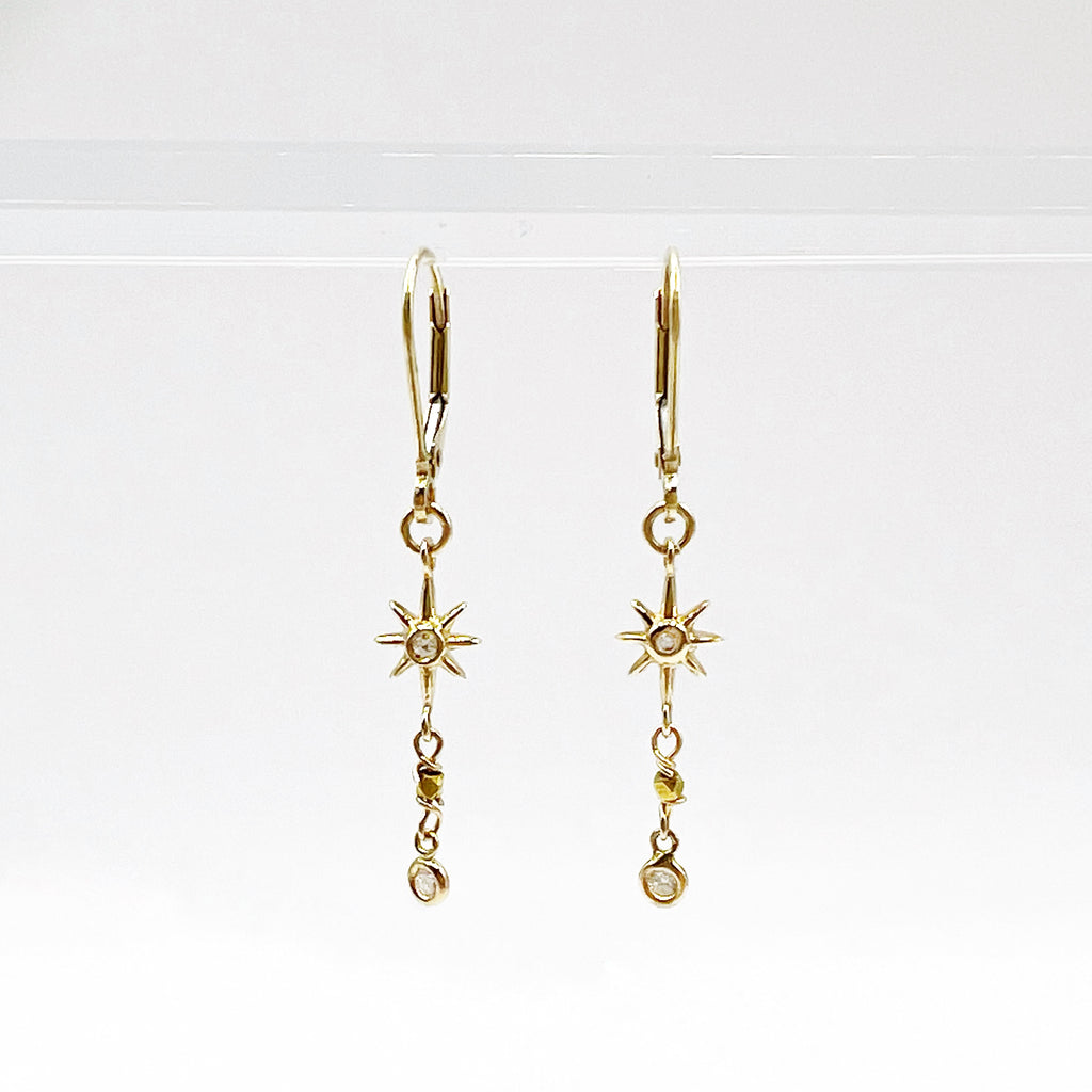 Twinkle Stars Yellow Gold Diamond Earrings