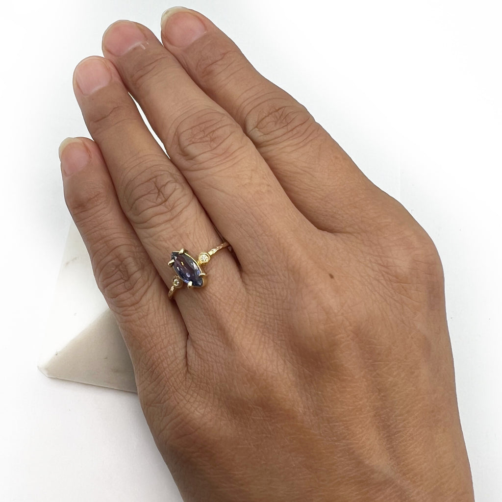 Marquise Deep Blue Sapphire Ring