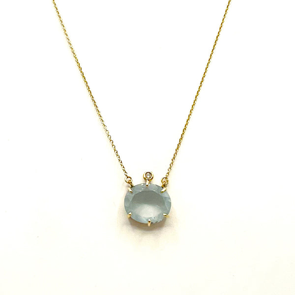 Aquamarine and Diamond Cloud Pendant Necklace