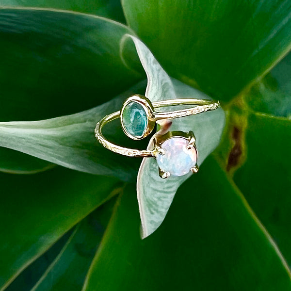 Opal and Green Tourmaline Flex Ring