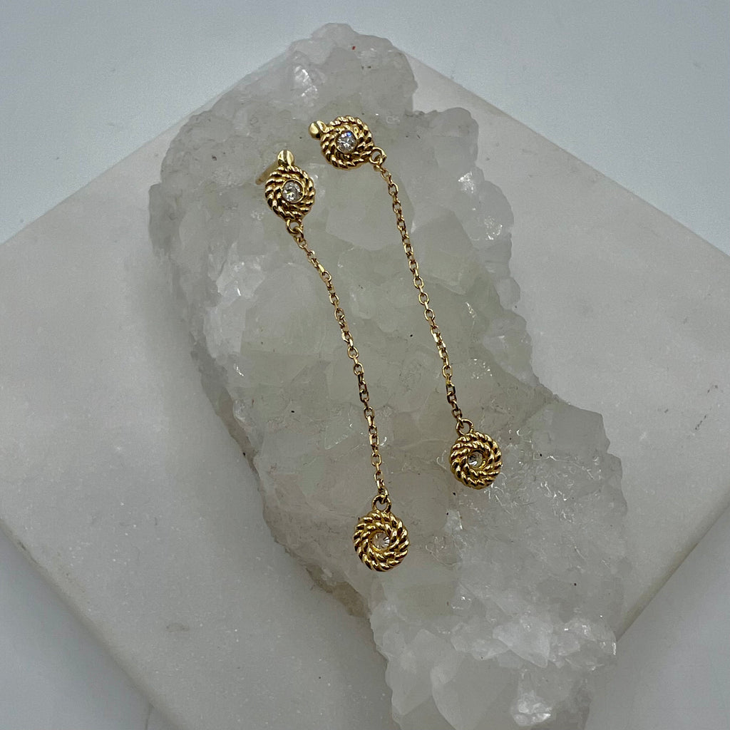 Diamond Discs on Chain Drop Earrings