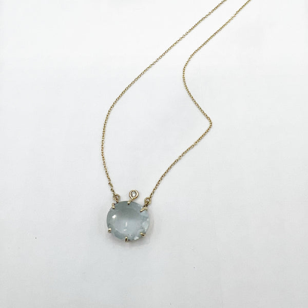 Aquamarine and Diamond Cloud Pendant Necklace