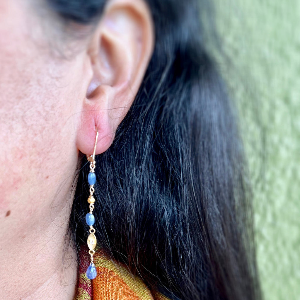 Dripping Sapphires and Diamonds Drop Earrings