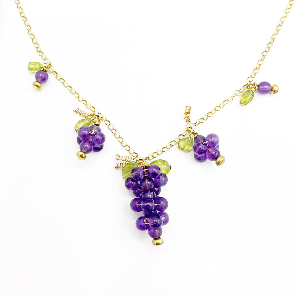 Amethyst Peridot Grape Cluster Necklace