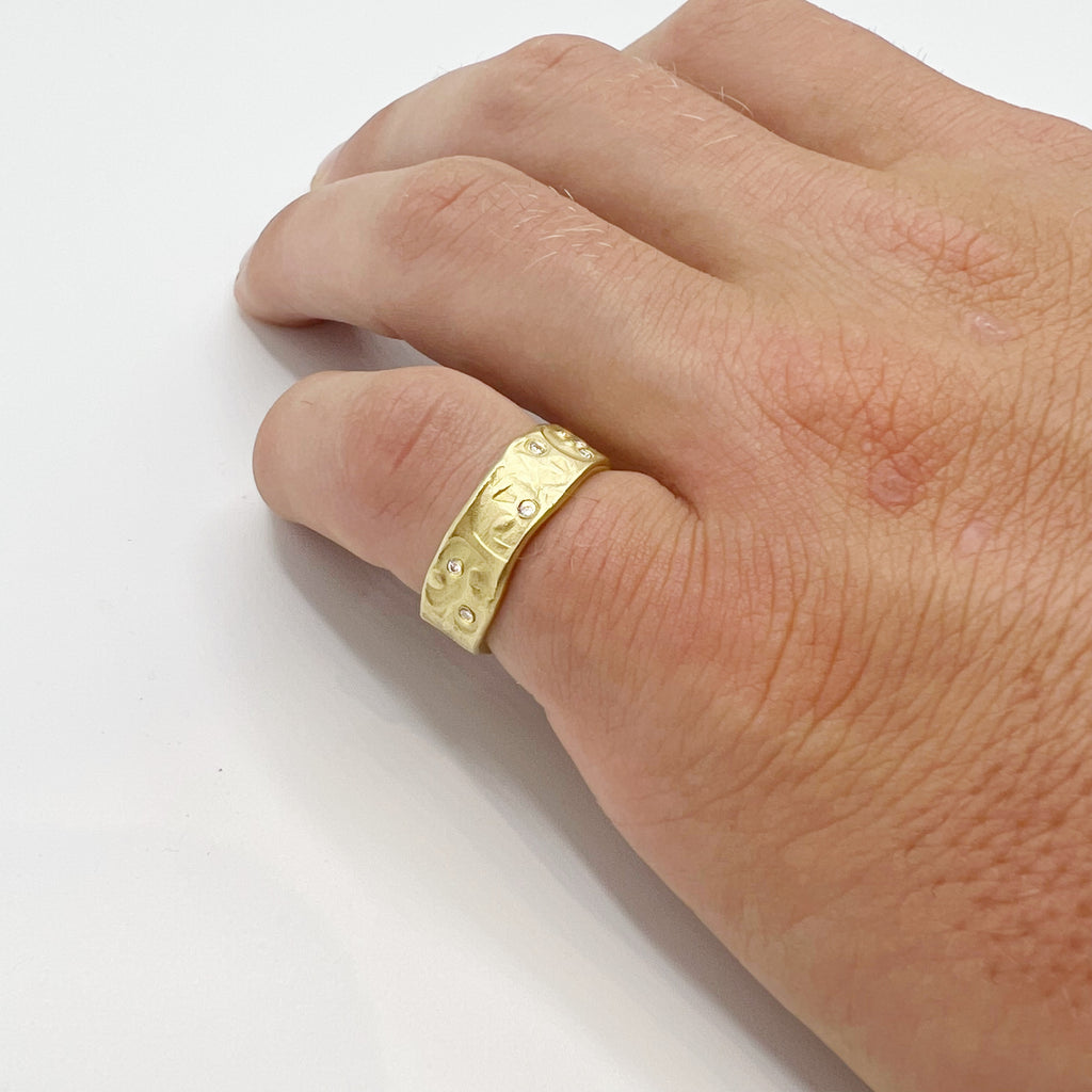 18 Karat Yellow Gold and Diamond Wedding Band