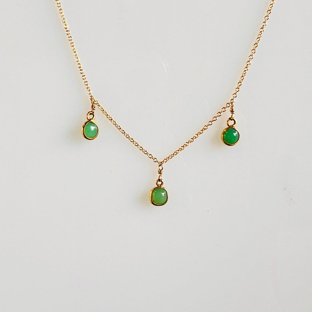 Golden Round Diopside Bezel Set Necklace