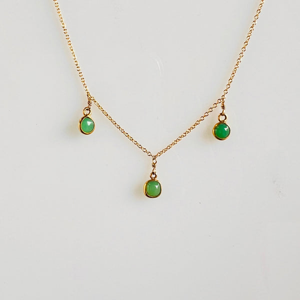Golden Round Diopside Bezel Set Necklace