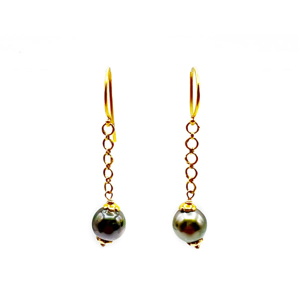 Chain Droplets of Tahitian Pearls Earrings