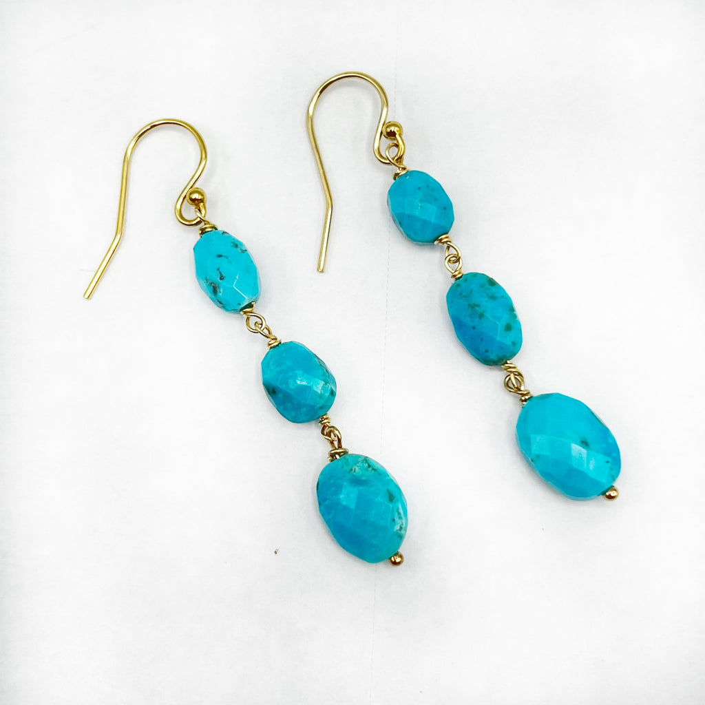 Turquoise Faceted Drop Earrings