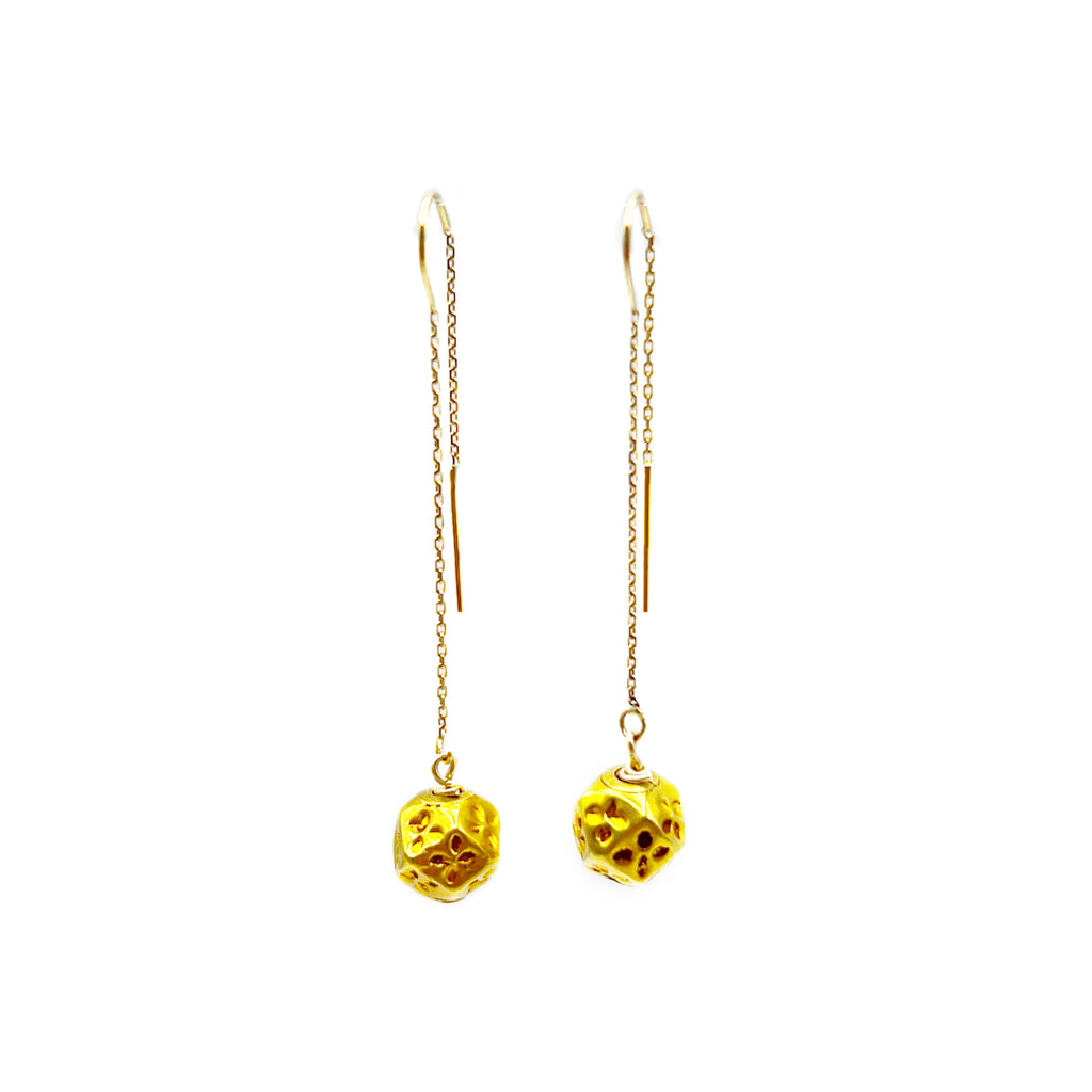 Golden  Filigree Balls Chain Drop Earrings
