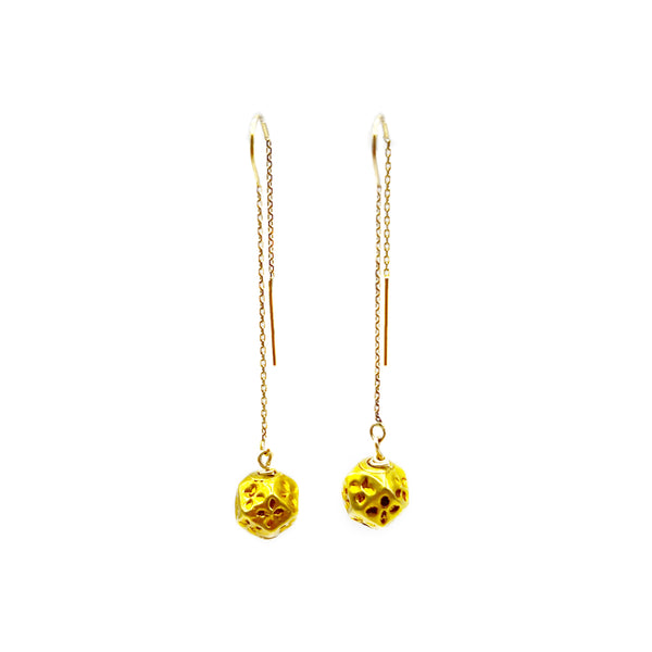 Golden  Filigree Balls Chain Drop Earrings