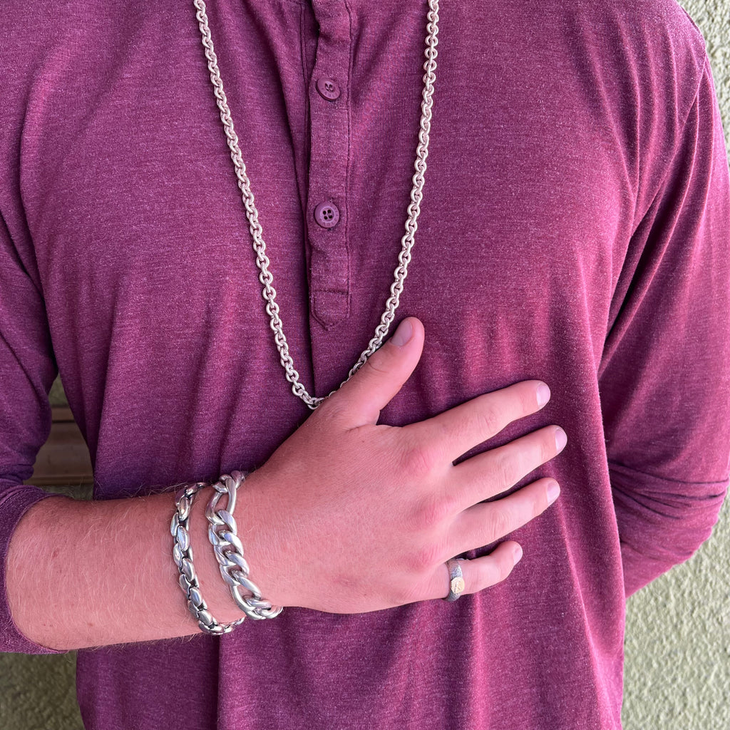 Chunky Men’s Sterling Silver Curb Link Bracelet