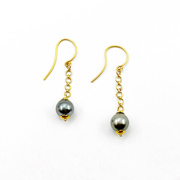 Chain Droplets of Tahitian Pearls Earrings