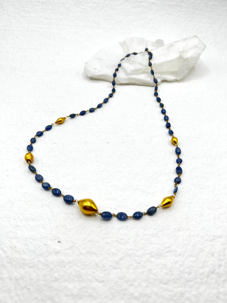 Sapphires Necklace and 18Karat Gold Beads