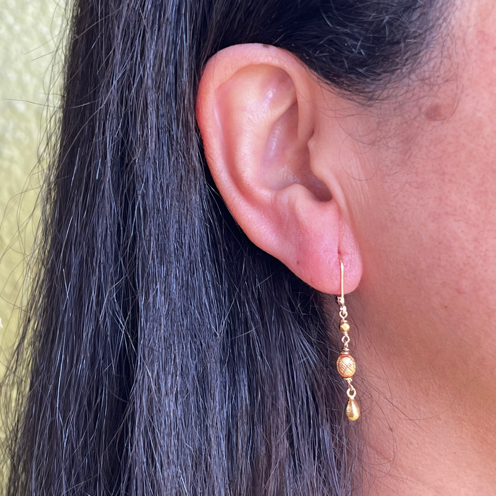 Carved Golden Drops Earrings