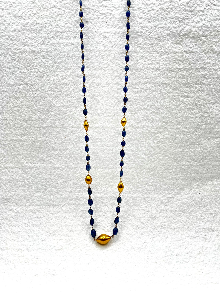 Sapphires Necklace and 18Karat Gold Beads