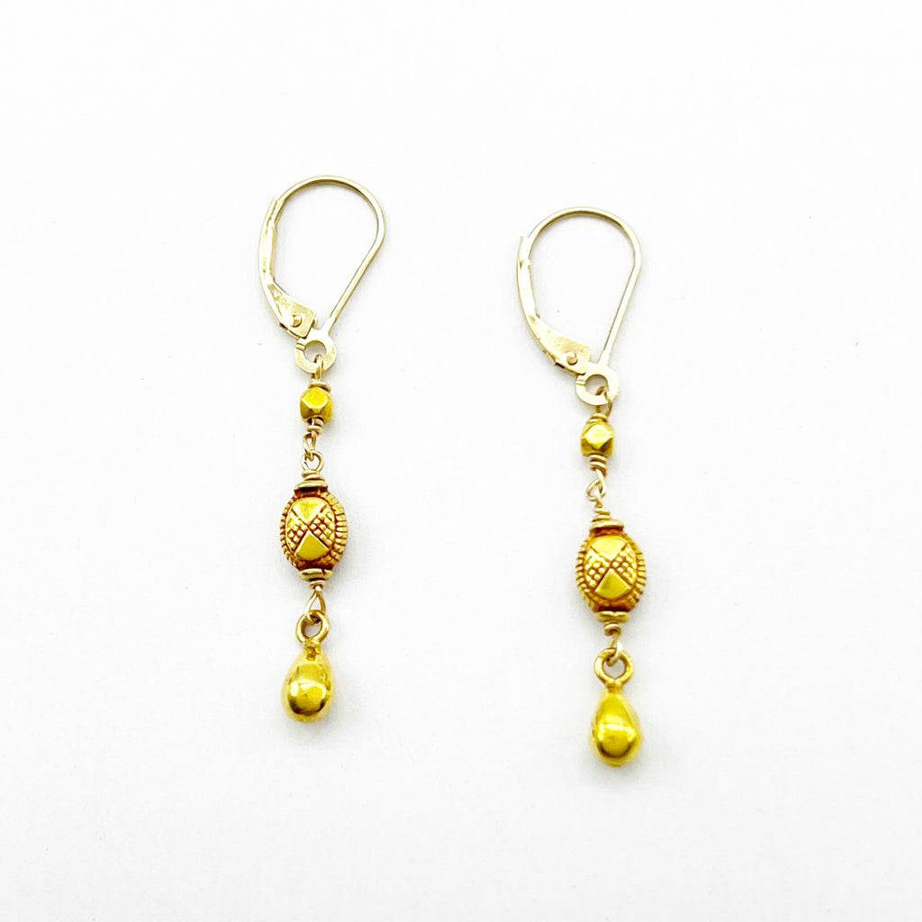 Carved Golden Drops Earrings