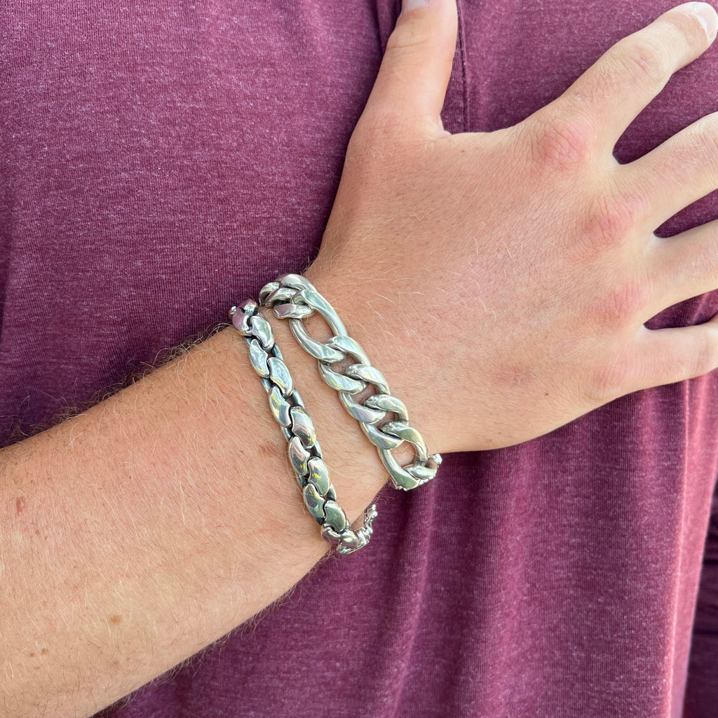 Chunky Men’s Sterling Silver Curb Link Bracelet