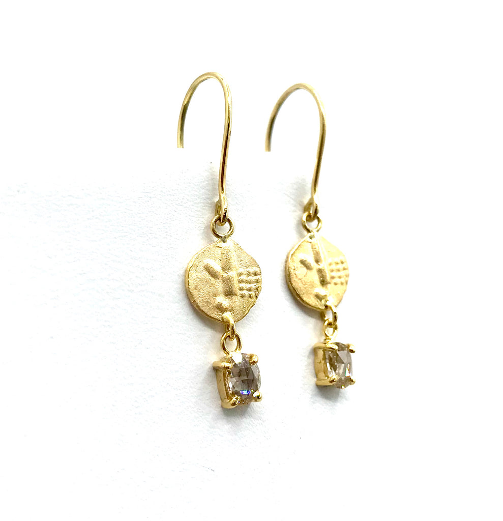 Diamond and Coin Gold Earrings