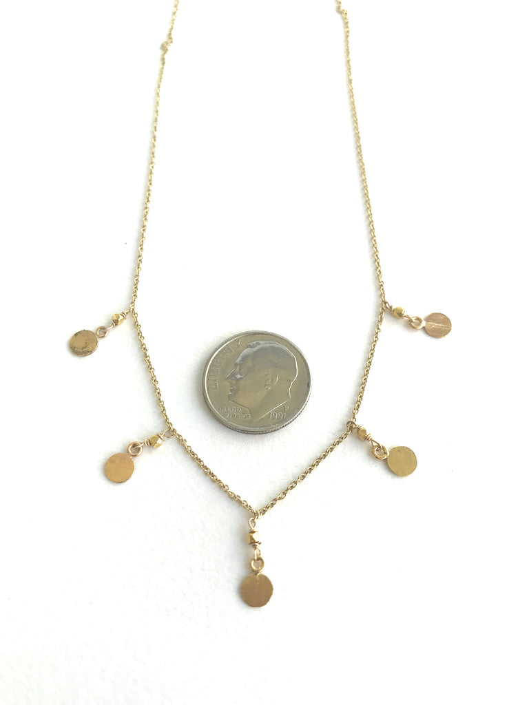 Textured 5 Coin Gold Necklace