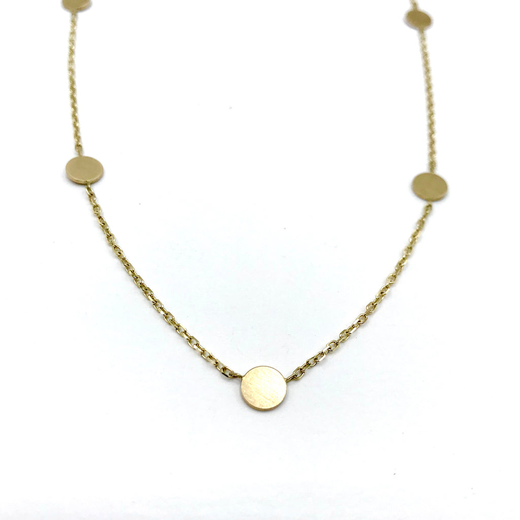 14K Yellow Gold 5 Disc Necklace