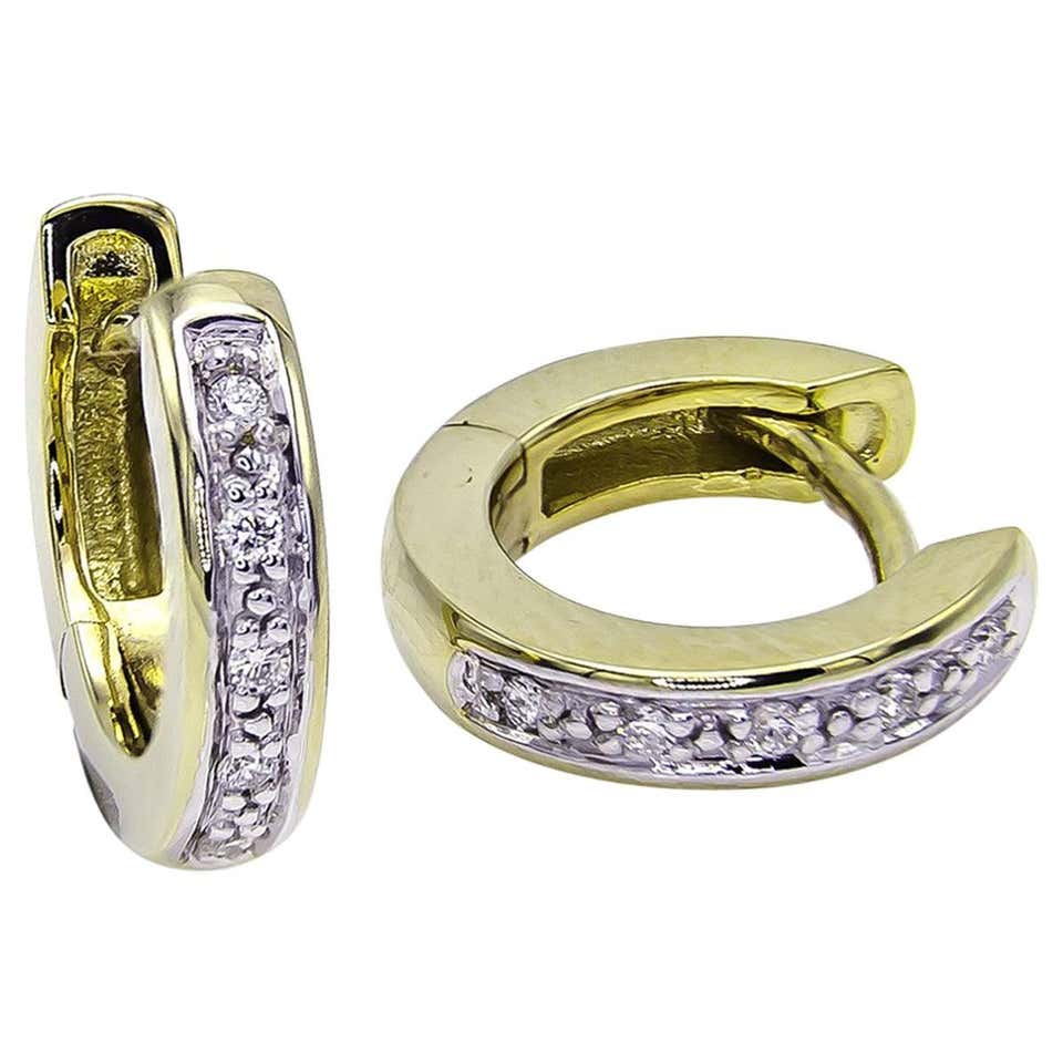 Diamond 14 Karat Gold Huggie Hoop Earrings