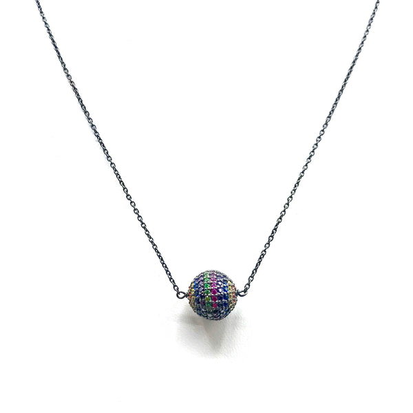 Pave Sapphire Round Beaded Pendant