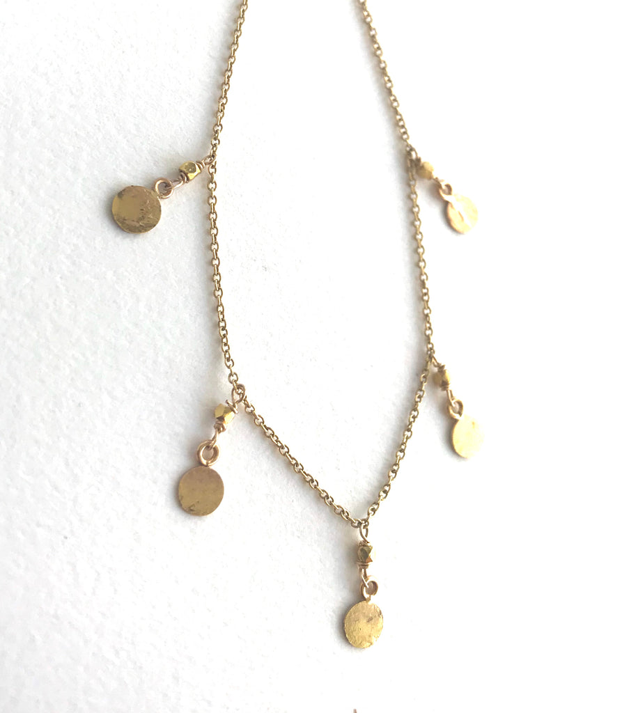 Textured 5 Coin Gold Necklace