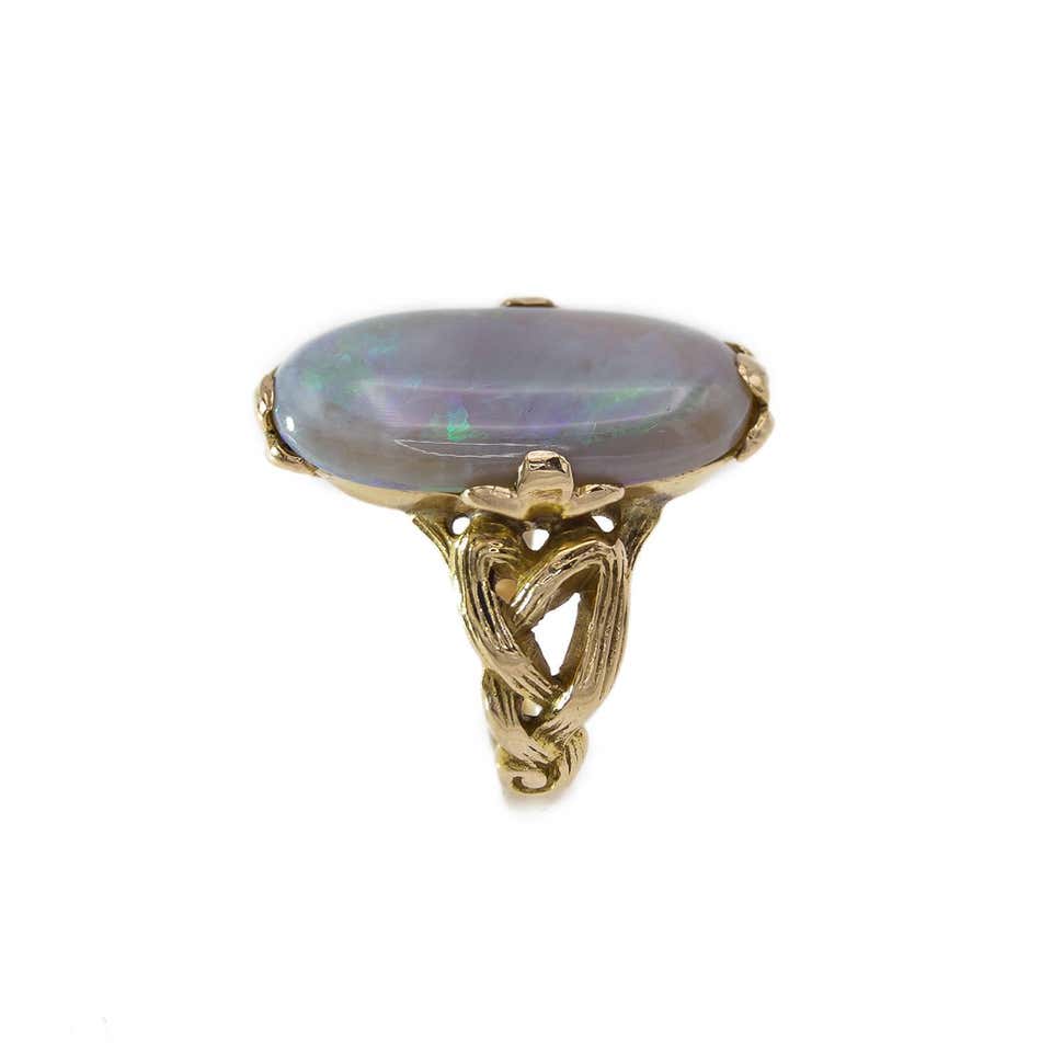 Large Opal on a Carved Circlet of Gold