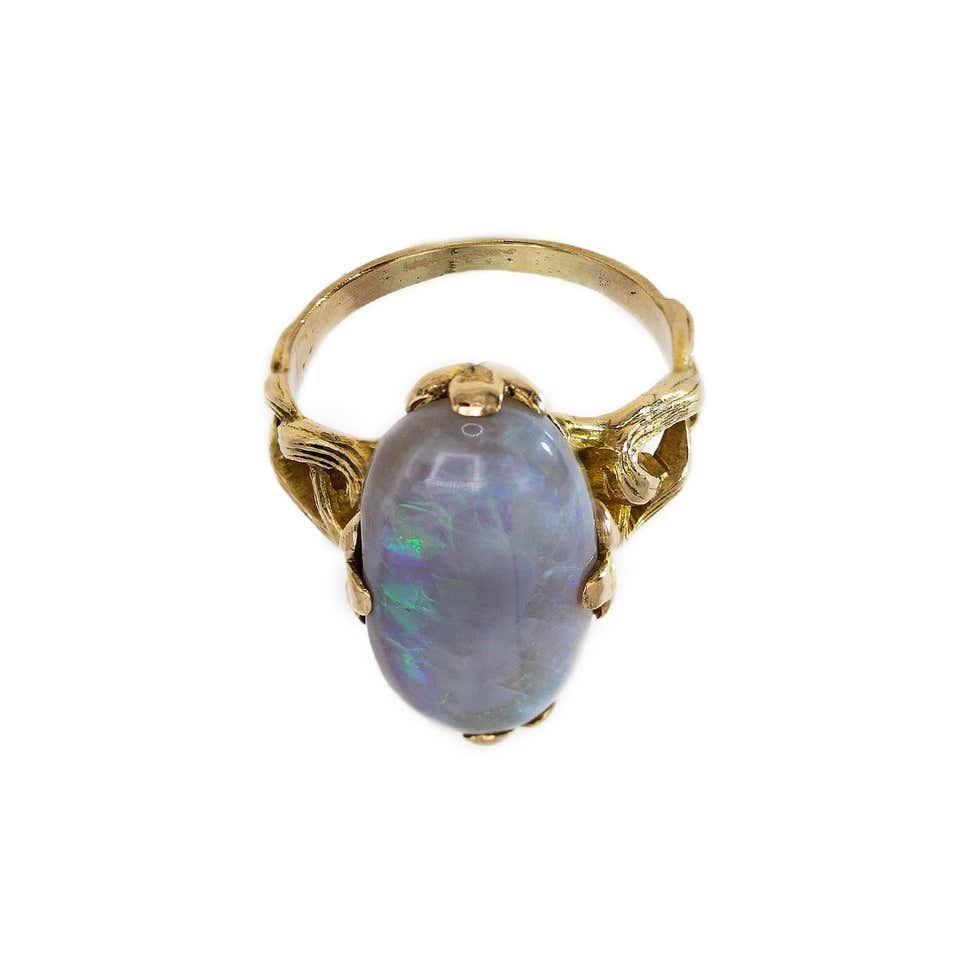 Large Opal on a Carved Circlet of Gold