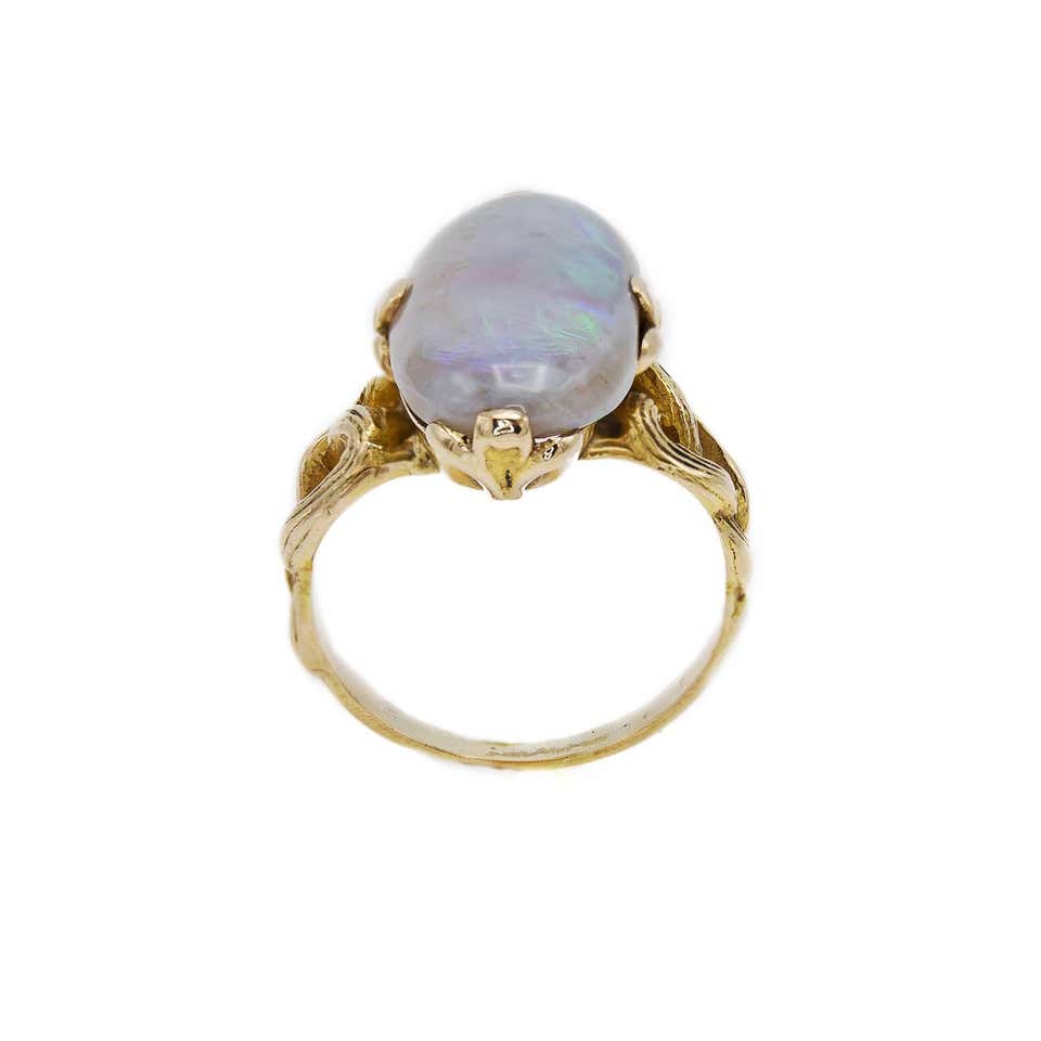 Large Opal on a Carved Circlet of Gold