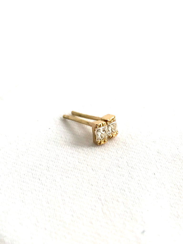 Diamond Baguette Stud Earrings in 14K Yellow Gold