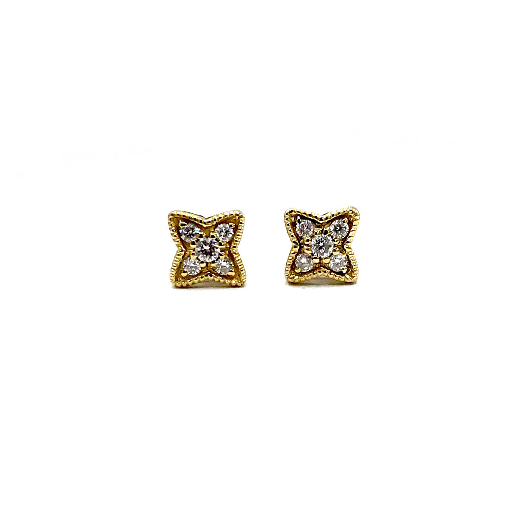Gold Stud Diamond Star Earrings