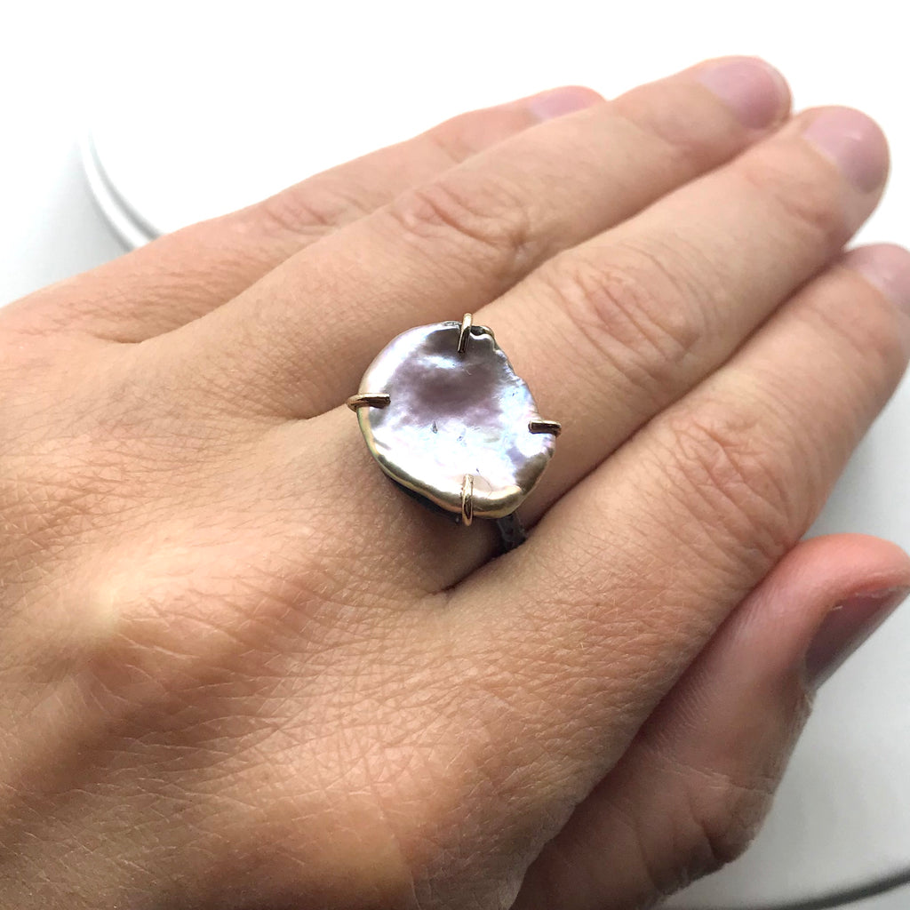 Rose gold pearl ring