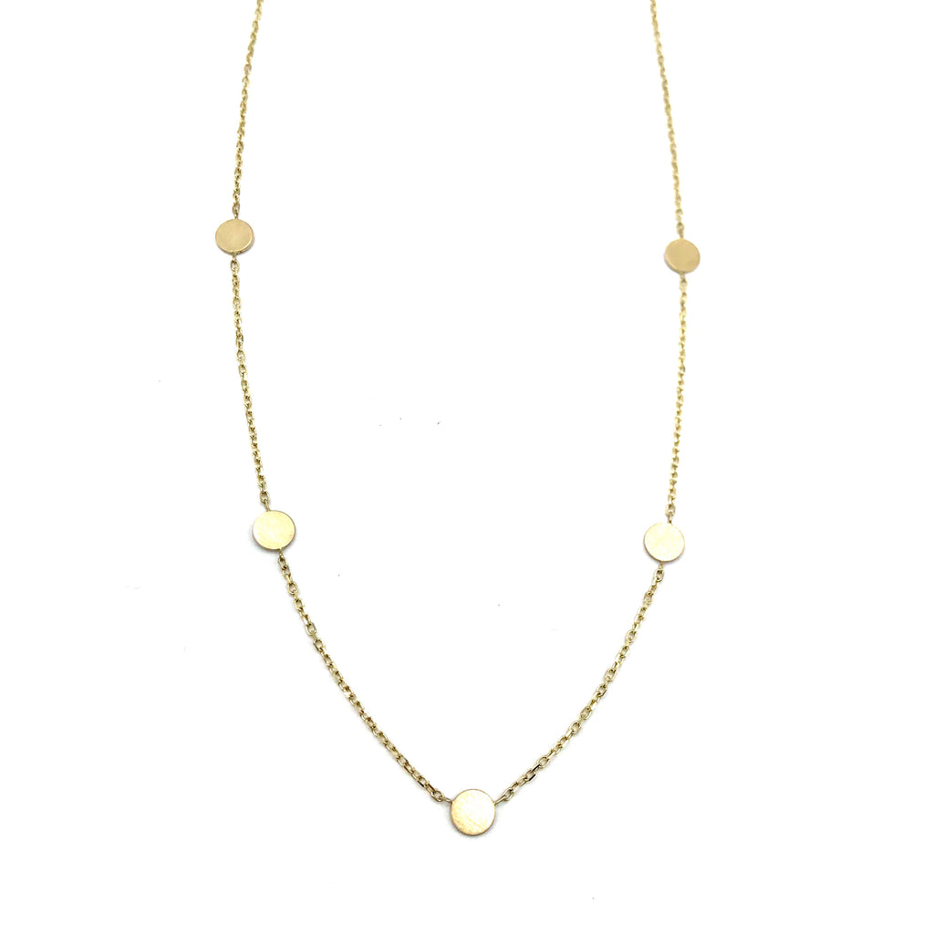 14K Yellow Gold 5 Disc Necklace