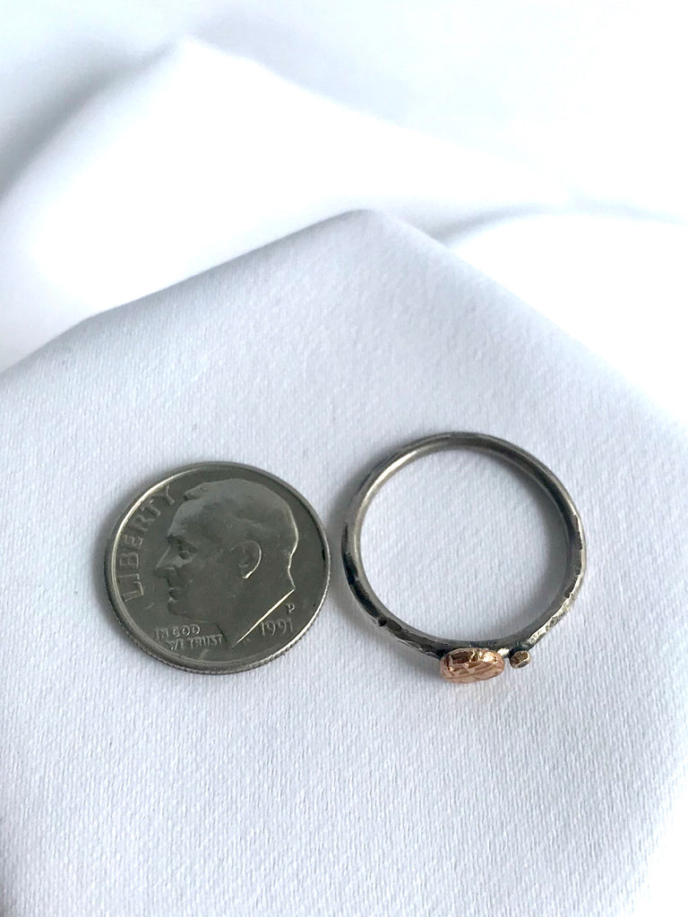 Rose Gold Coin and Diamond Ring