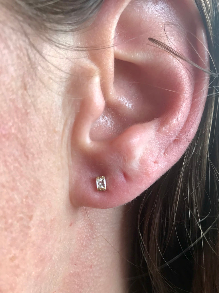 Diamond Baguette Stud Earrings in 14K Yellow Gold