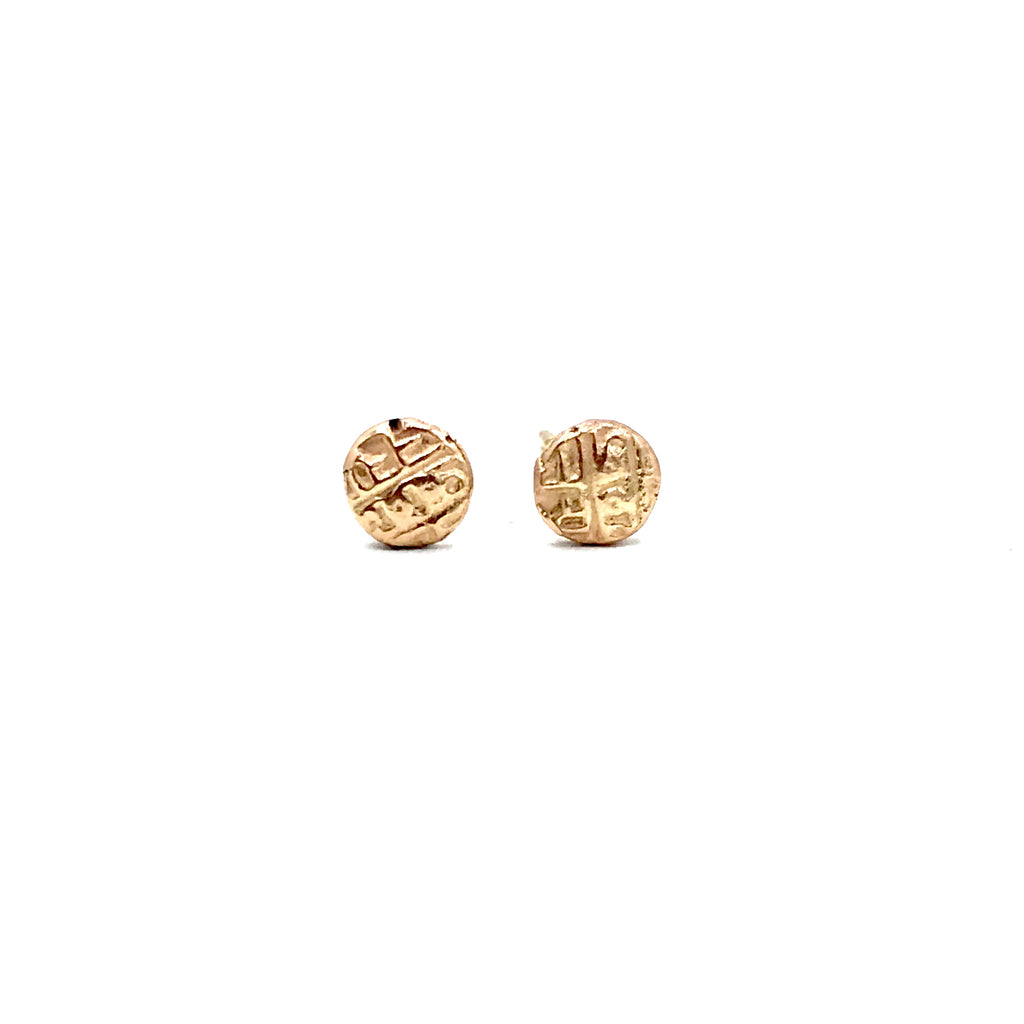 Rose Gold Textured Coin Studs