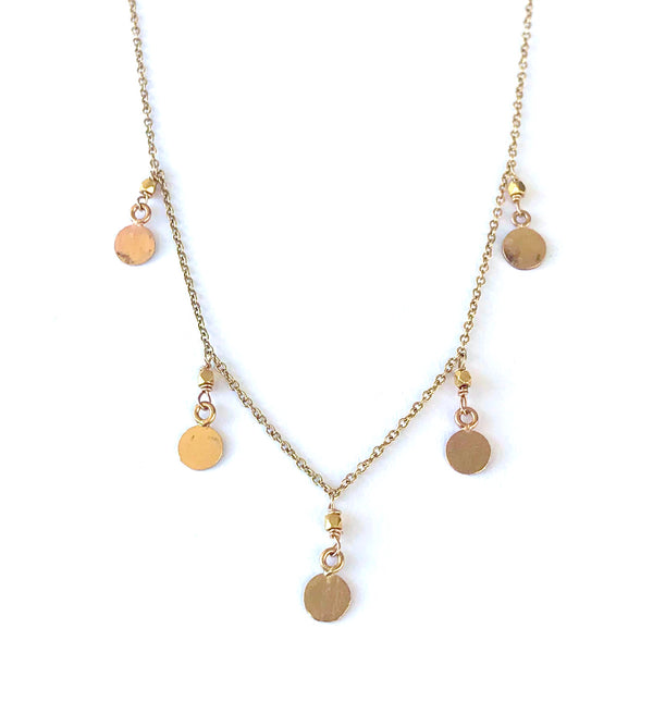 Textured 5 Coin Gold Necklace