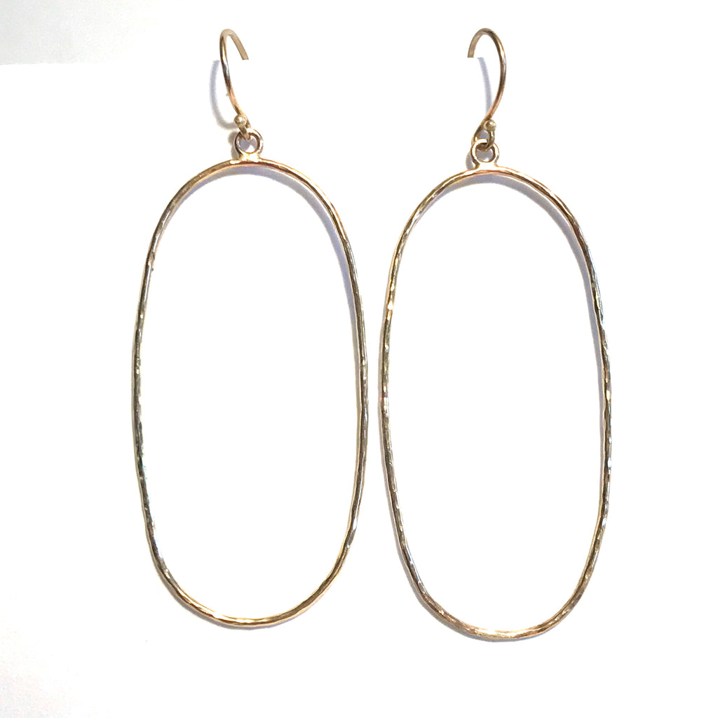 Hammered Oval Hoop Earrings