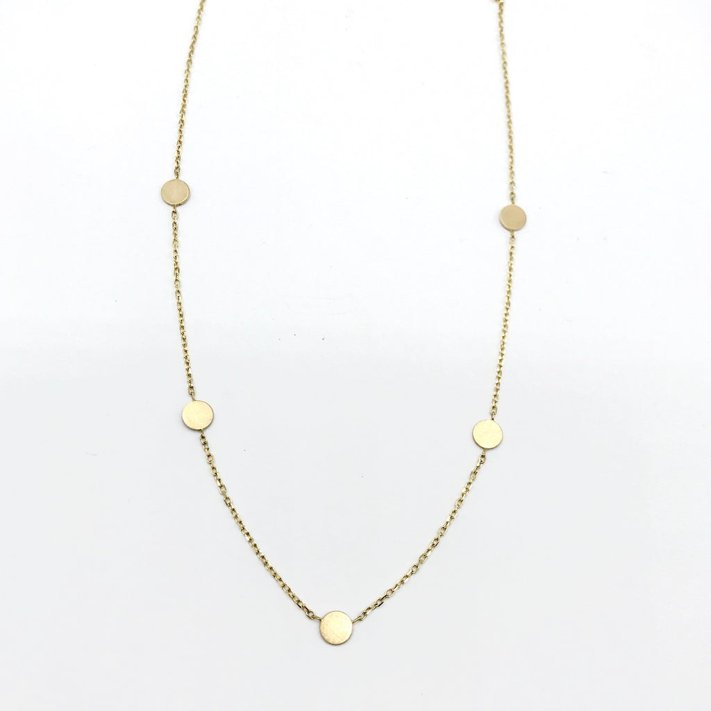 14K Yellow Gold 5 Disc Necklace