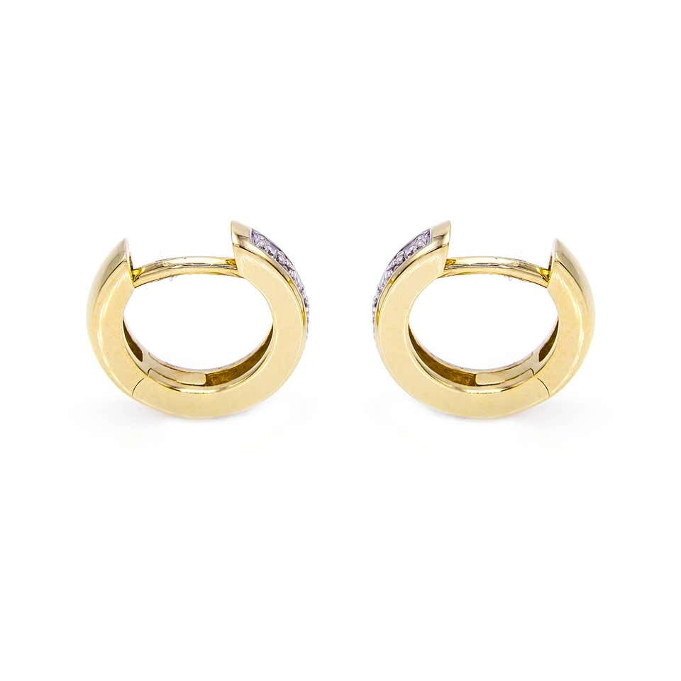 Diamond 14 Karat Gold Huggie Hoop Earrings
