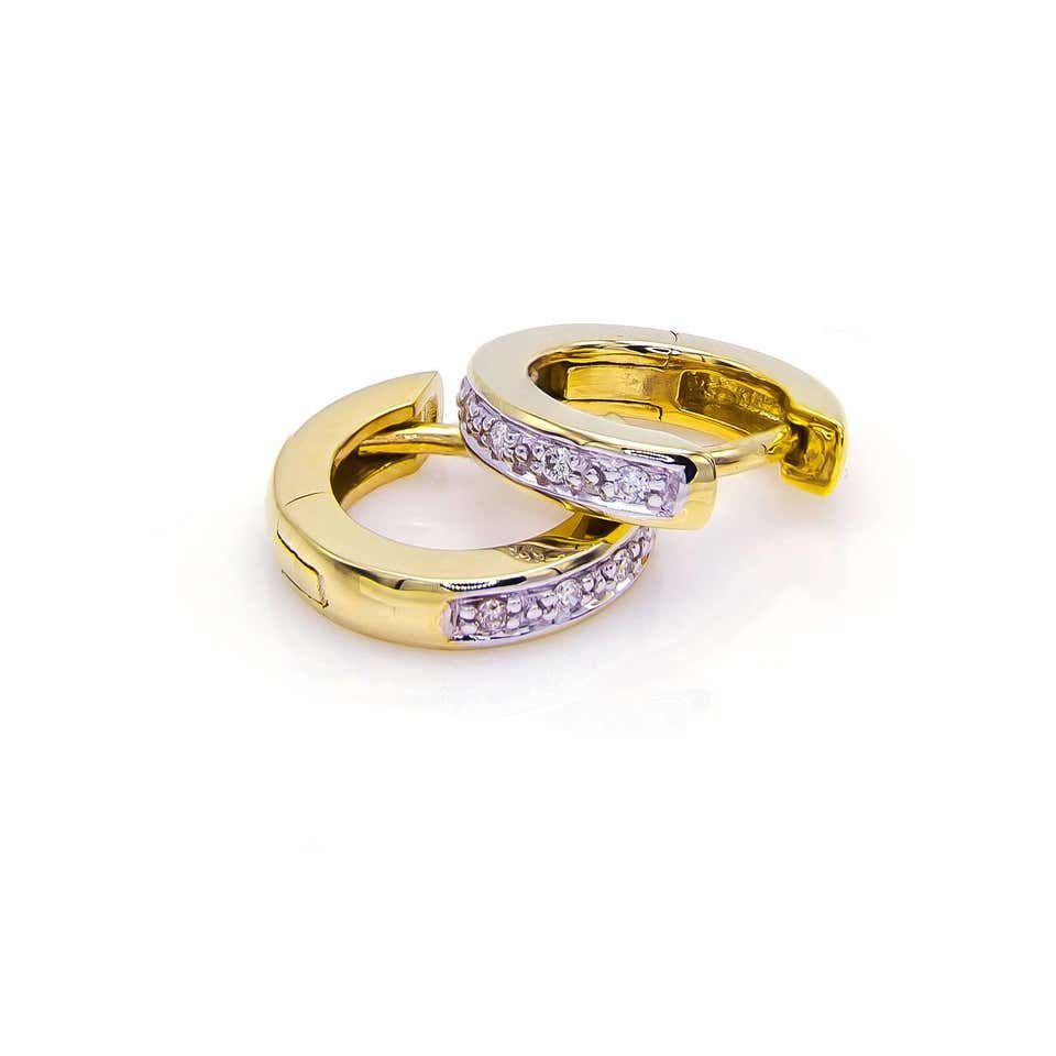 Diamond 14 Karat Gold Huggie Hoop Earrings
