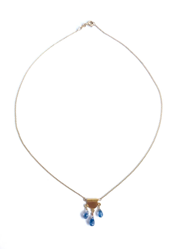 Sapphire Briolette Drop Necklace in 18K & 14K Yellow Gold