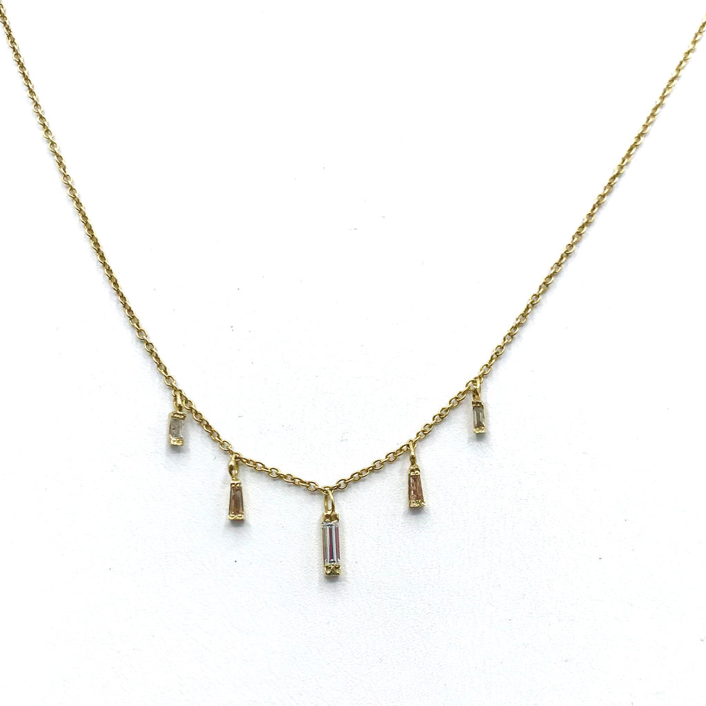 Polished Diamond Icicles on Gold Chain