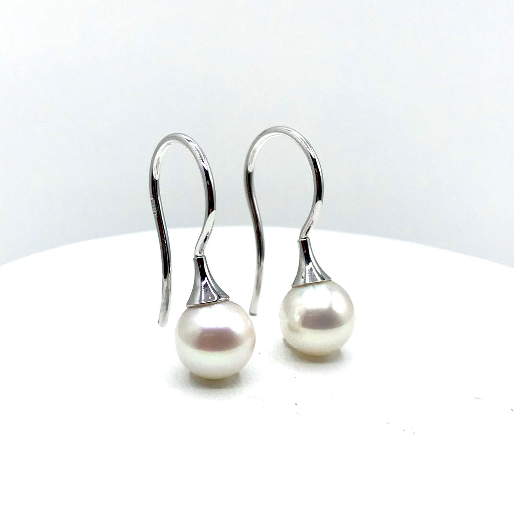 White Pearl in White Gold Earrings